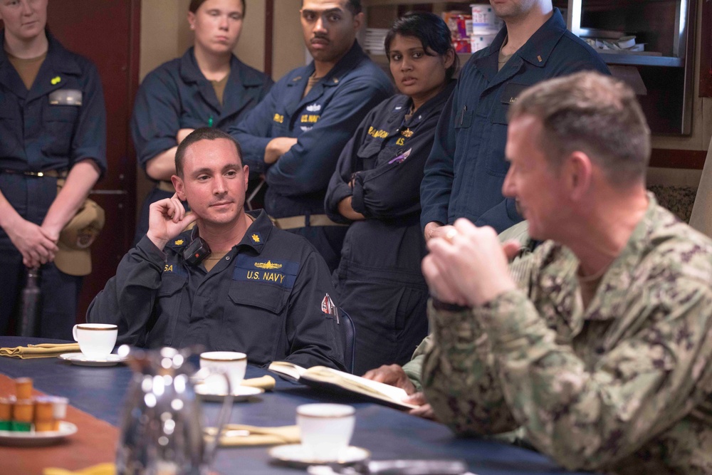 Carrier Strike Group 12 Commander Erik Eslich Visits USS Normandy