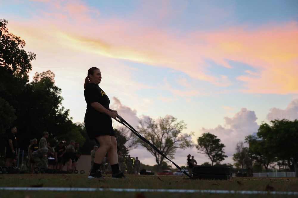 U.S. Army Soldiers of the 190th Engineer Battalion take the ACFT