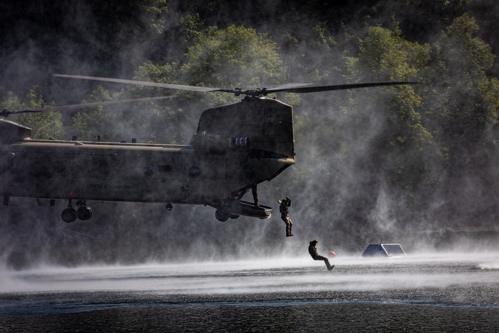 Paratroopers Perform Helocast during CST