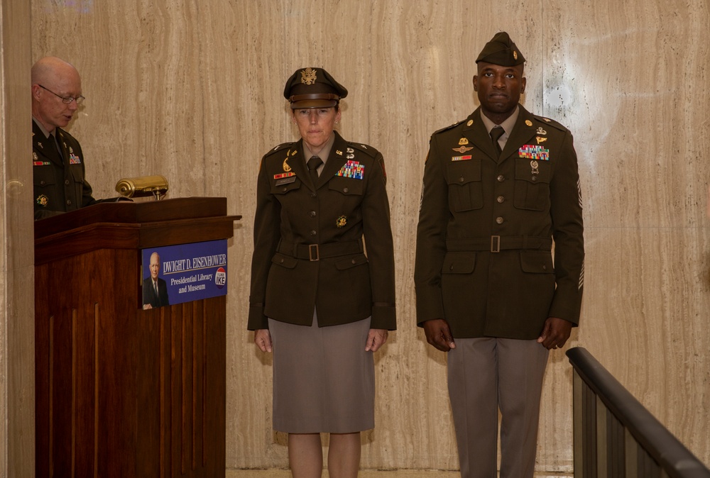 1st Infantry Division pays respects to President Eisenhower during wreath laying ceremony at presidential library