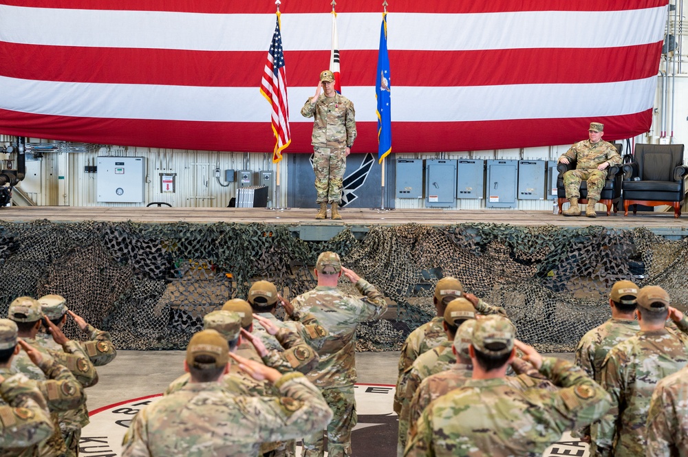 8th Civil Engineer Squadron guidon passes to new commander