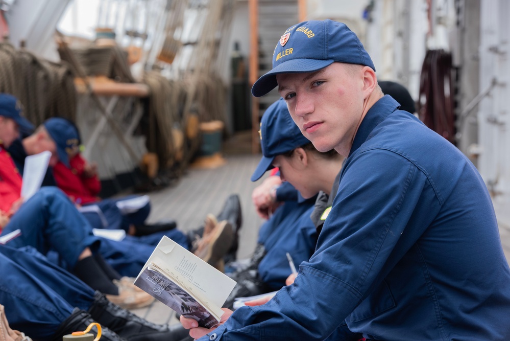 USCGC Eagle's crew trains underway