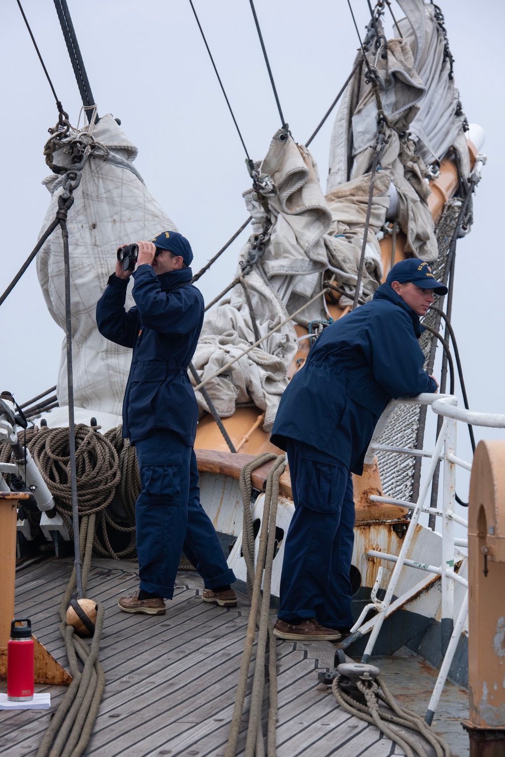 Coast Guard Academy Cadets stand watch on USCGC Eagle