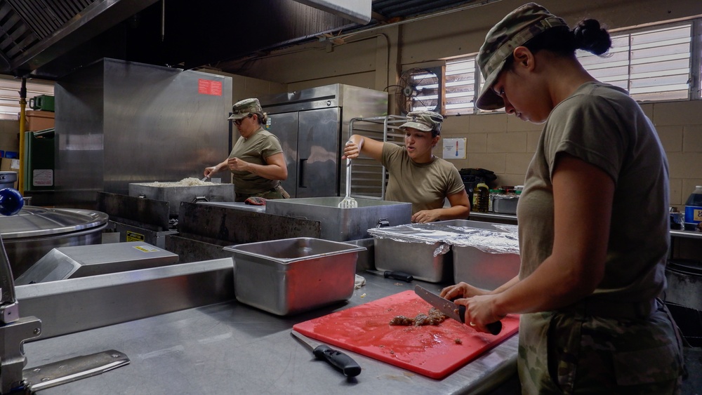 U.S. Army Cooks of the 192nd QFFP make dinner