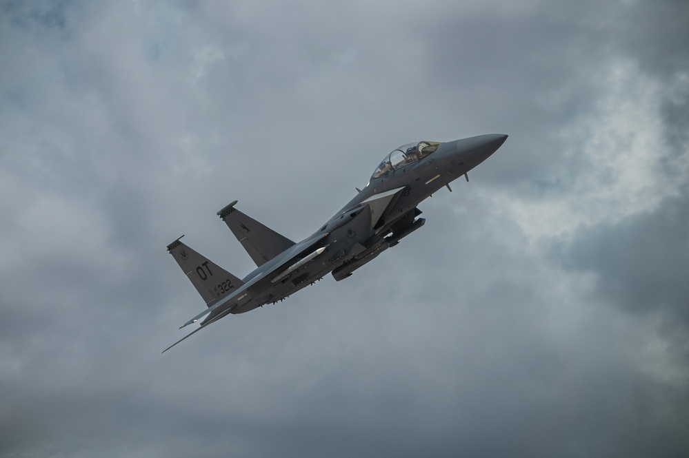 Nellis AFB take offs 422nd TES and 64th Aggressor