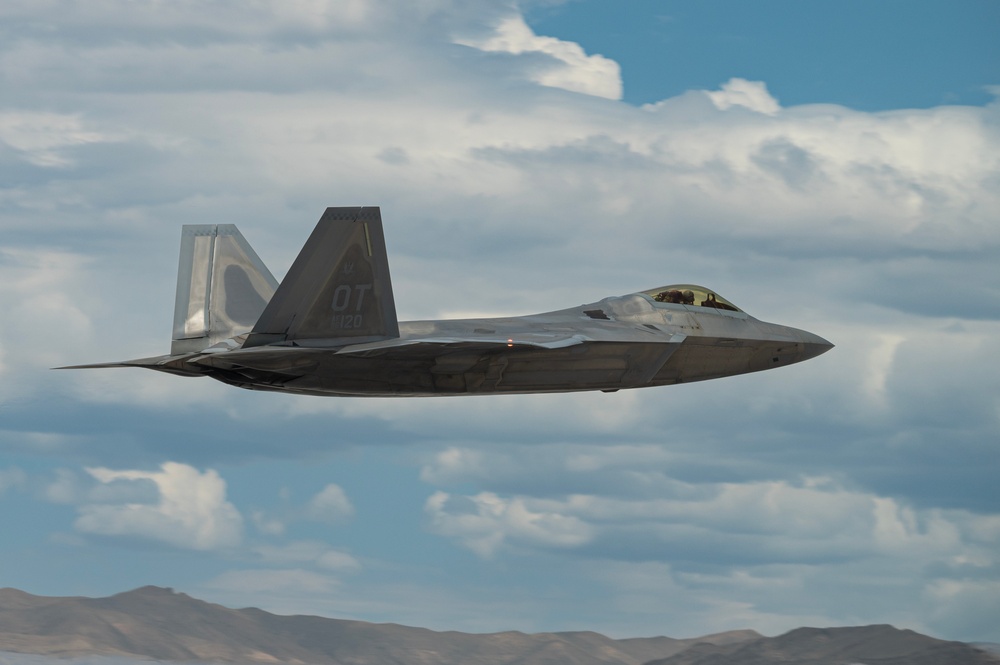 Nellis AFB take offs 422nd TES and 64th Aggressor