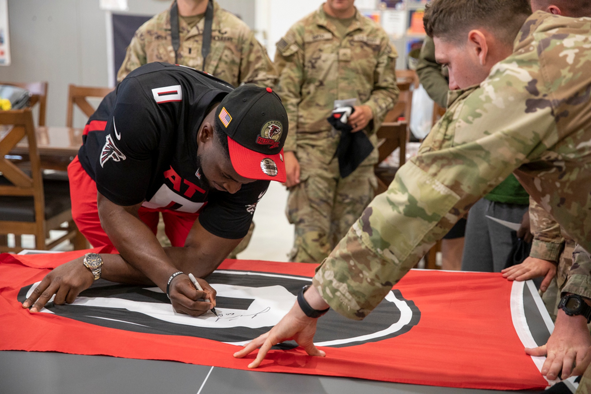 DVIDS - Images - Players from the Atlanta Falcons visit Soldiers in Romania  [Image 1 of 6]