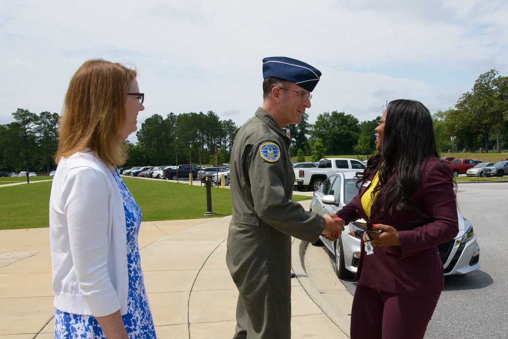 Lt. Gen. John Healy and his wife Cathy meet with Warner Robins Mayor LaRhonda Patrick