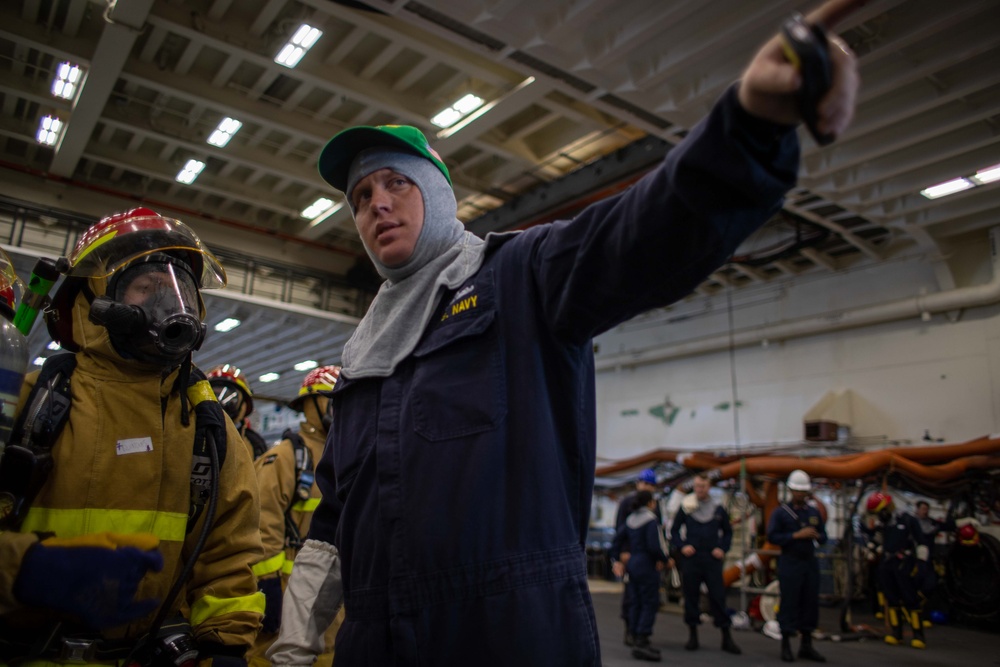 USS Tripoli Passes Major Fire Drill