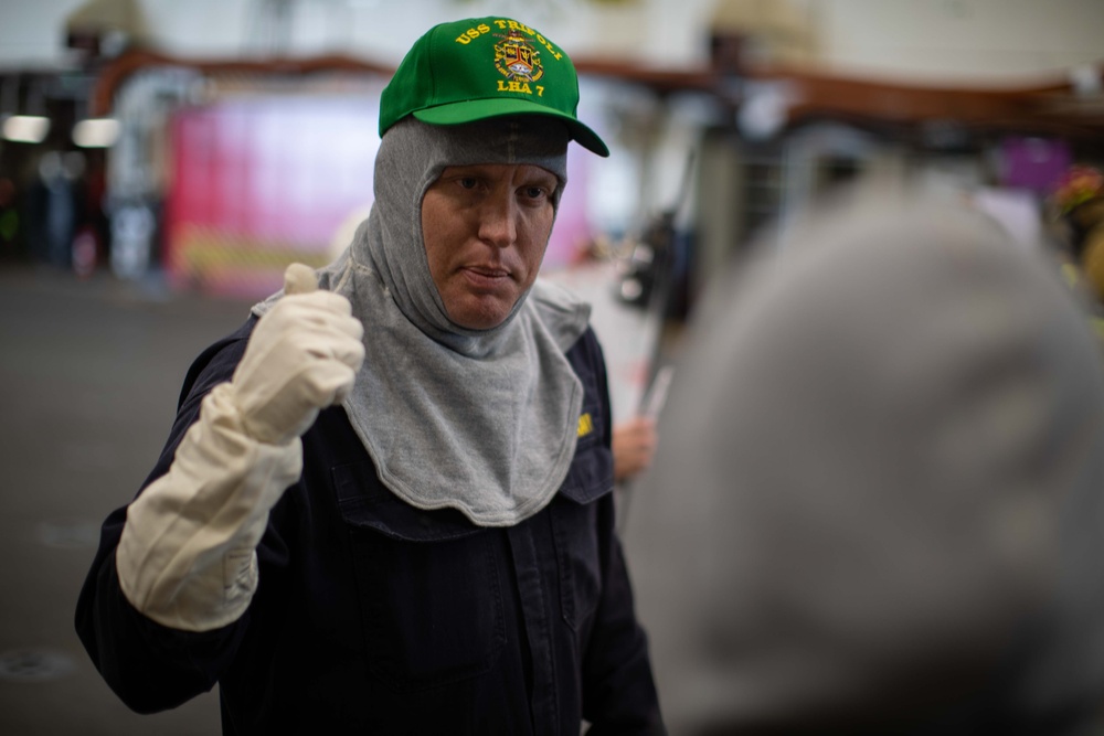 USS Tripoli Passes Major Fire Drill