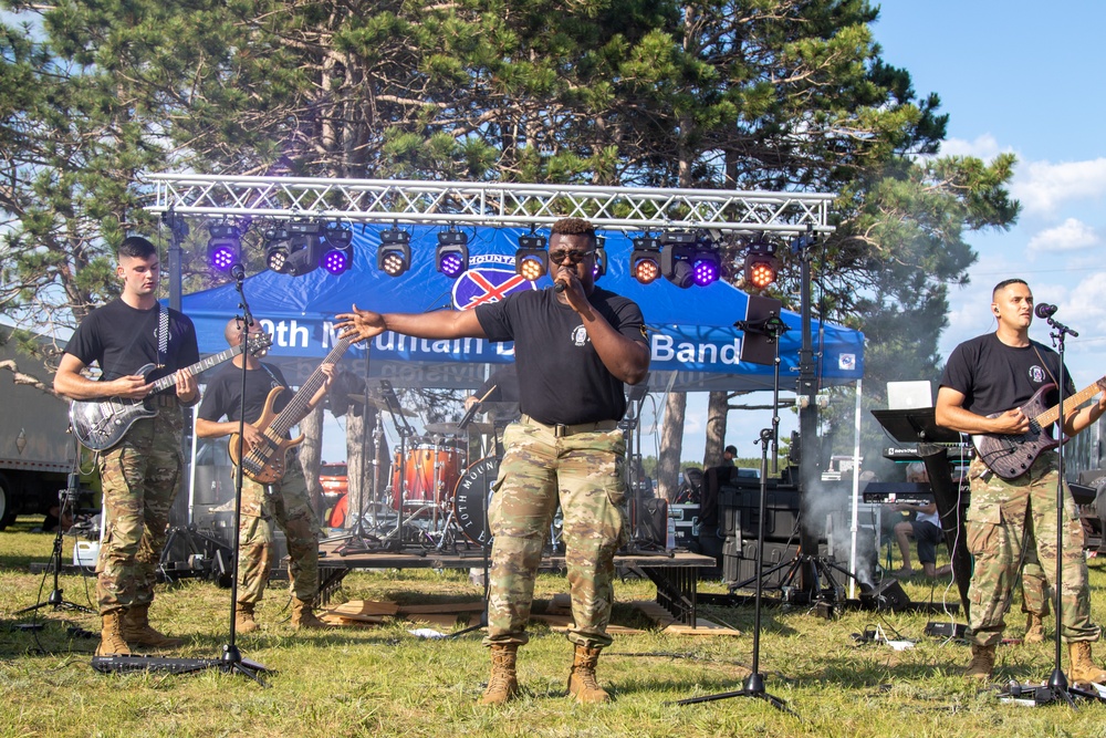 The 10th Mountain Division rock band, “Avalanche,” performs for Soldiers in the division and members of the surrounding communities during Mountainfest 2023