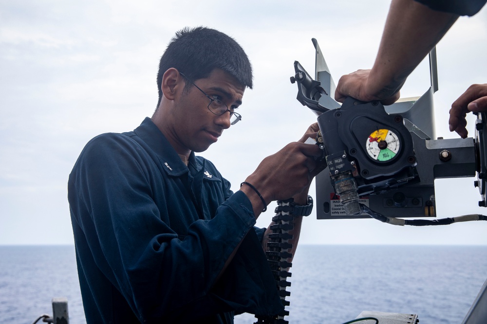 Sailors Aboard USS John Finn (DDG 113) Conduct Ammo Upload