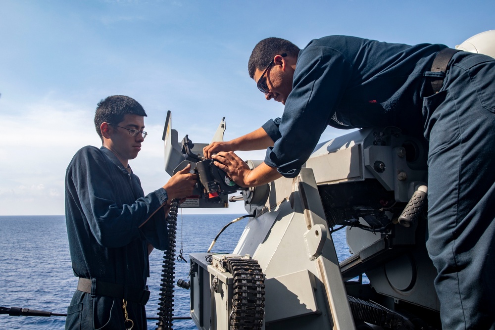 Sailors Aboard USS John Finn (DDG 113) Conduct Ammo Upload