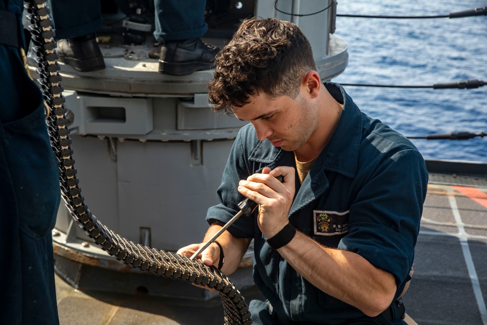 Sailors Aboard USS John Finn (DDG 113) Conduct Ammo Upload