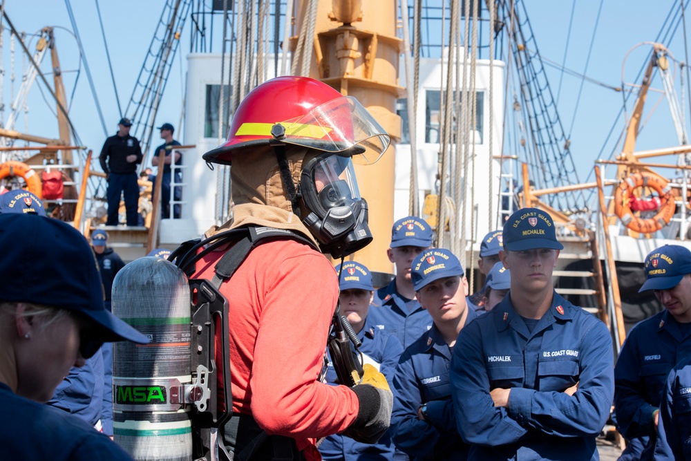 USCGC Eagle conducts damage control training