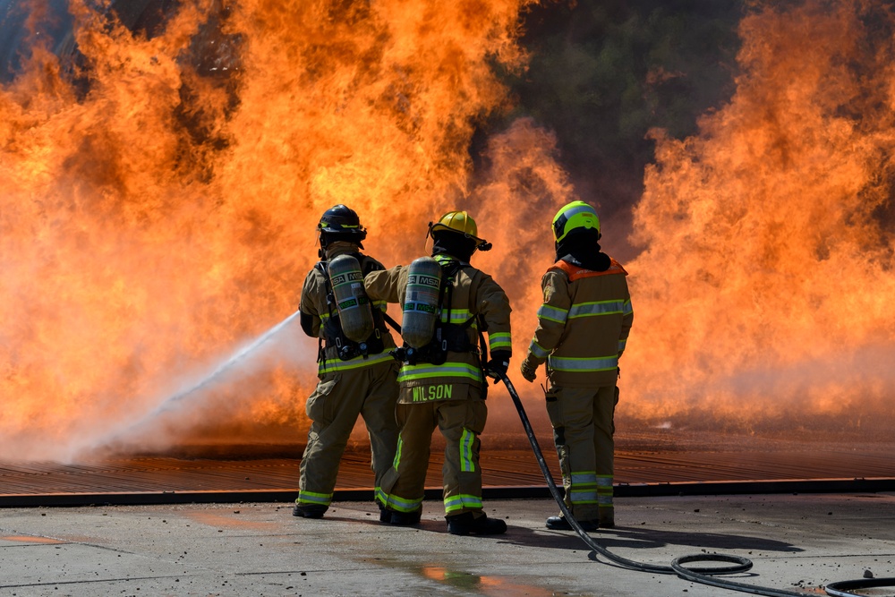 US-Dutch Firefighters cross-training at Royal Netherlands Air Force Fire and Rescue Training Center