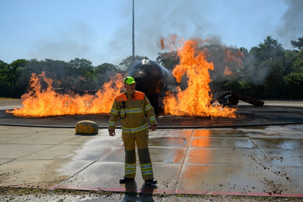 US-Dutch Firefighters cross-training at Royal Netherlands Air Force Fire and Rescue Training Center