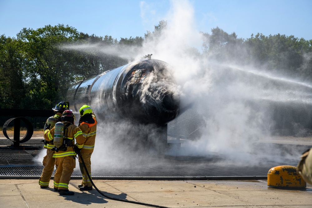 US-Dutch Firefighters cross-training at Royal Netherlands Air Force Fire and Rescue Training Center