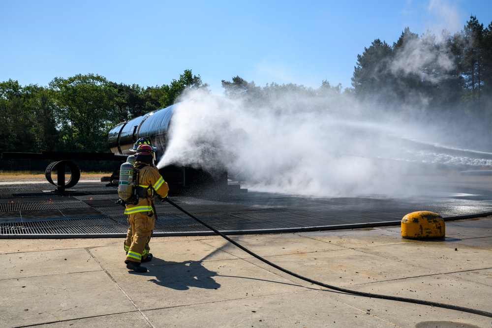 US-Dutch Firefighters cross-training at Royal Netherlands Air Force Fire and Rescue Training Center