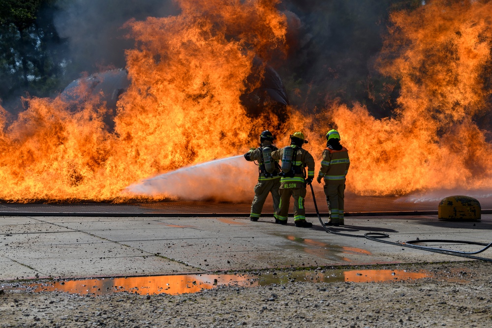 US-Dutch Firefighters cross-training at Royal Netherlands Air Force Fire and Rescue Training Center