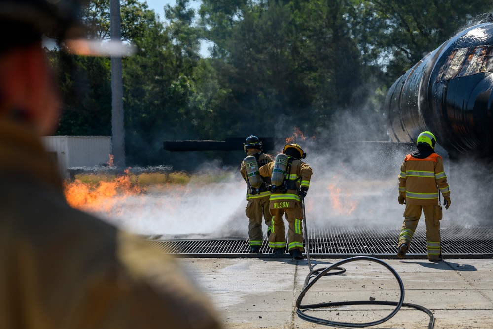 US-Dutch Firefighters cross-training at Royal Netherlands Air Force Fire and Rescue Training Center