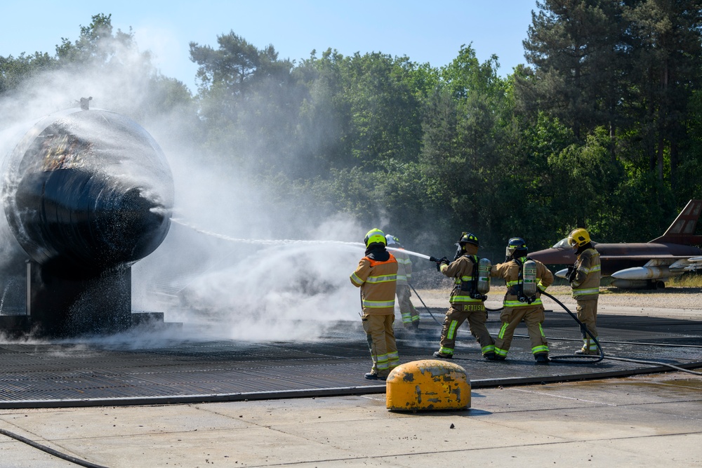 US-Dutch Firefighters cross-training at Royal Netherlands Air Force Fire and Rescue Training Center