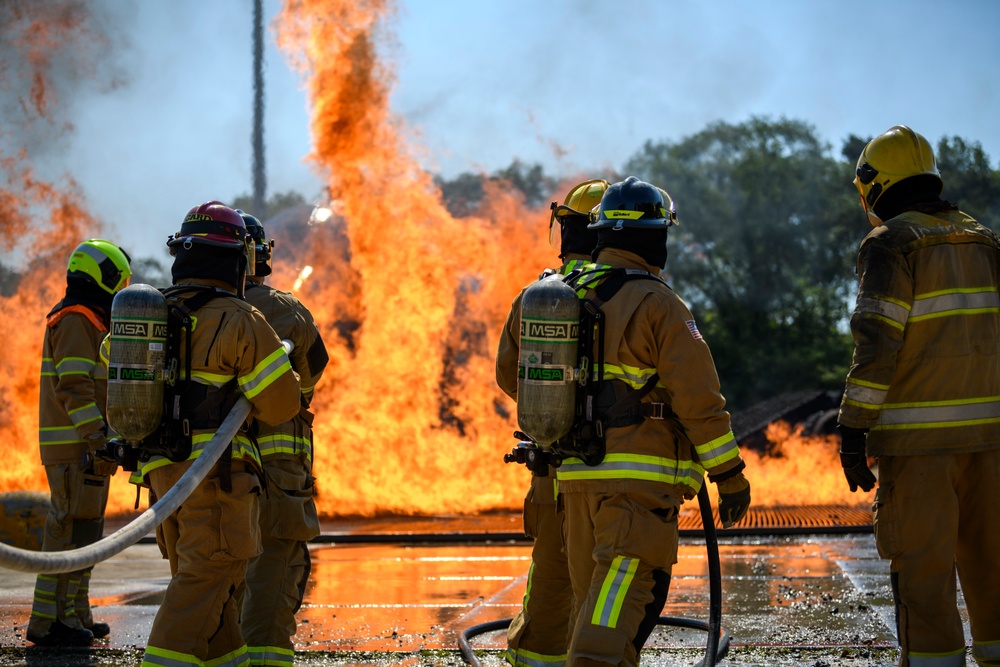 US-Dutch Firefighters cross-training at Royal Netherlands Air Force Fire and Rescue Training Center