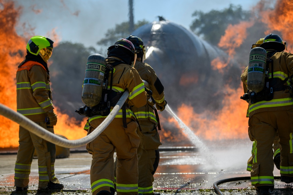 US-Dutch Firefighters cross-training at Royal Netherlands Air Force Fire and Rescue Training Center