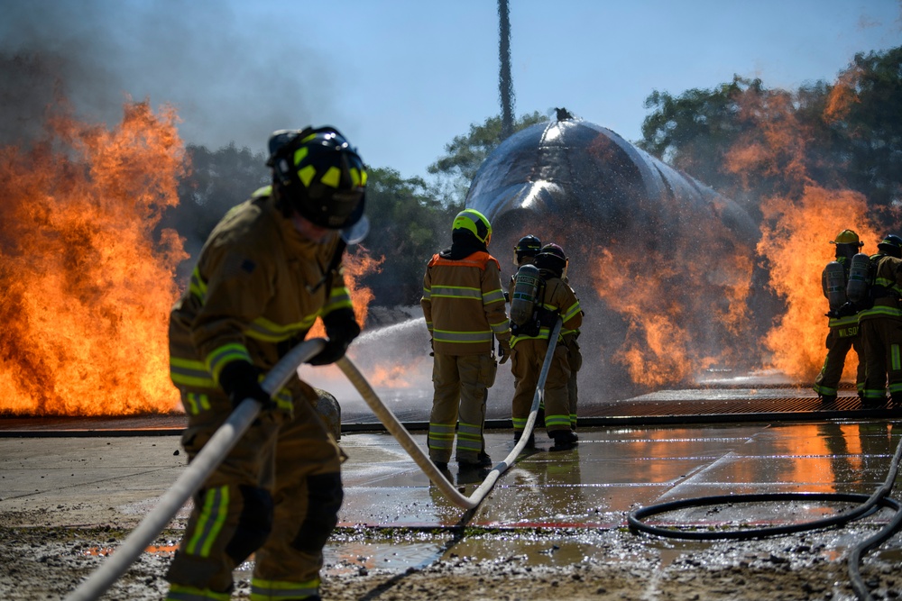 US-Dutch Firefighters cross-training at Royal Netherlands Air Force Fire and Rescue Training Center