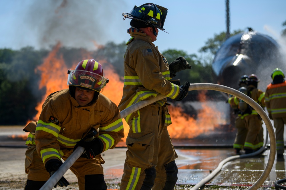 US-Dutch Firefighters cross-training at Royal Netherlands Air Force Fire and Rescue Training Center