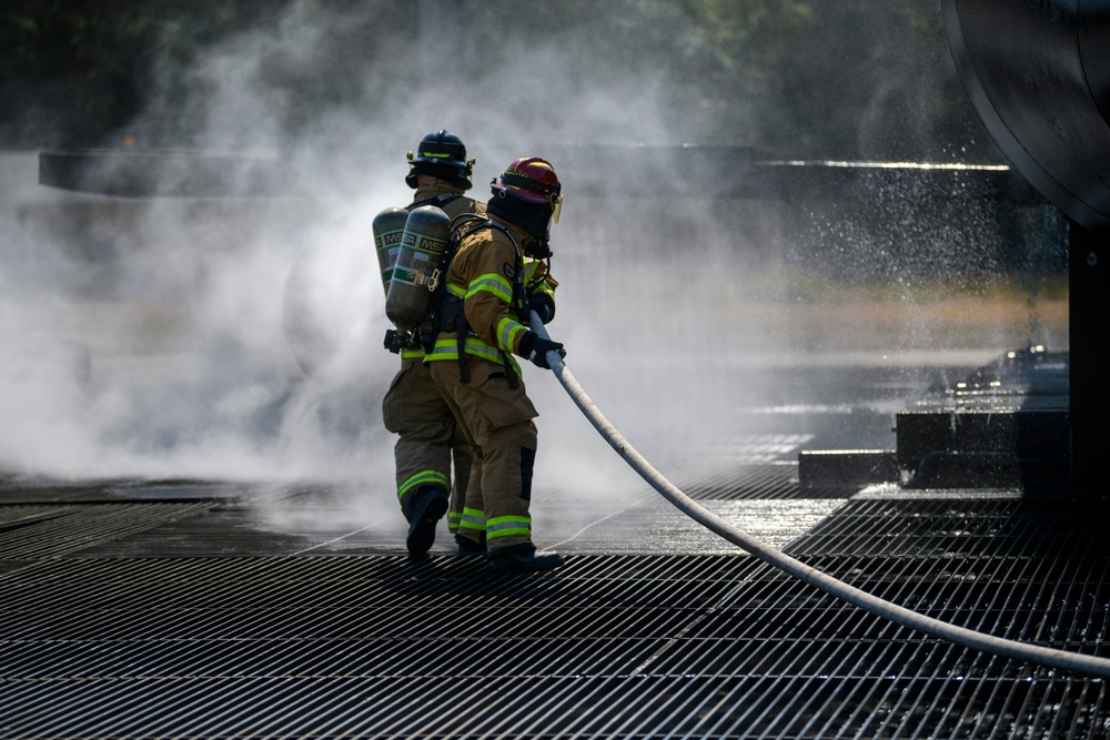 US-Dutch Firefighters cross-training at Royal Netherlands Air Force Fire and Rescue Training Center