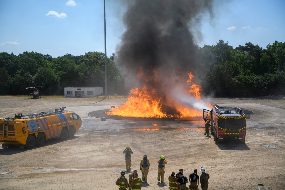 US-Dutch Firefighters cross-training at Royal Netherlands Air Force Fire and Rescue Training Center