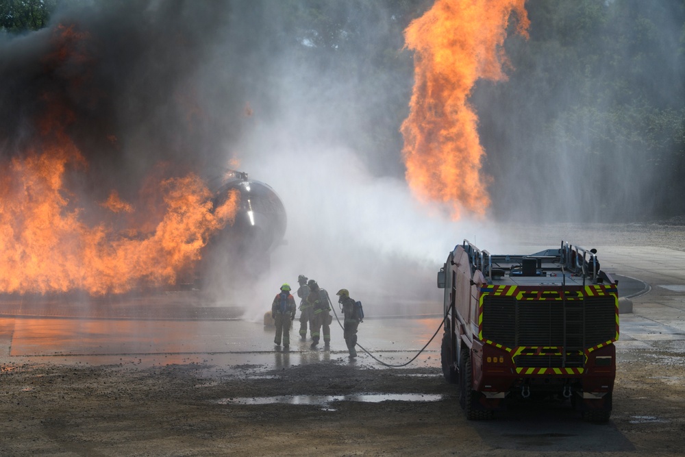 US-Dutch Firefighters cross-training at Royal Netherlands Air Force Fire and Rescue Training Center