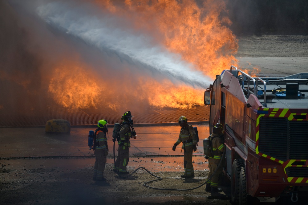 US-Dutch Firefighters cross-training at Royal Netherlands Air Force Fire and Rescue Training Center