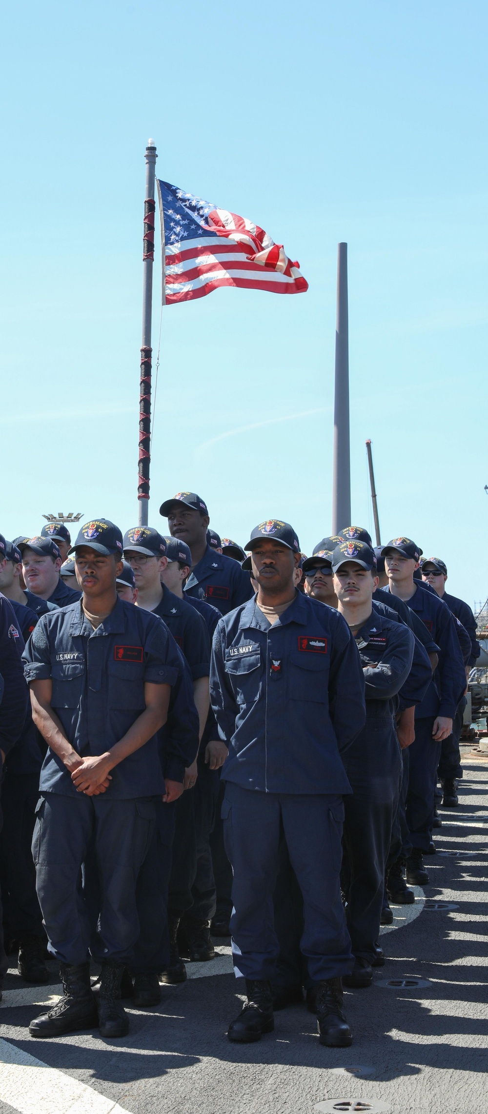 USS Ramage Sailors in formation