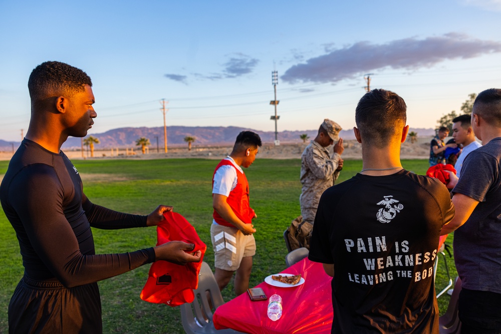 Marines take part in a laser tag event hosted by the Readiness and Deployment Support Program