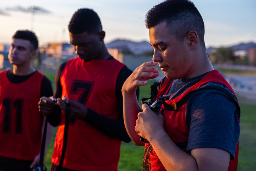 Marines take part in a laser tag event hosted by the Readiness and Deployment Support Program