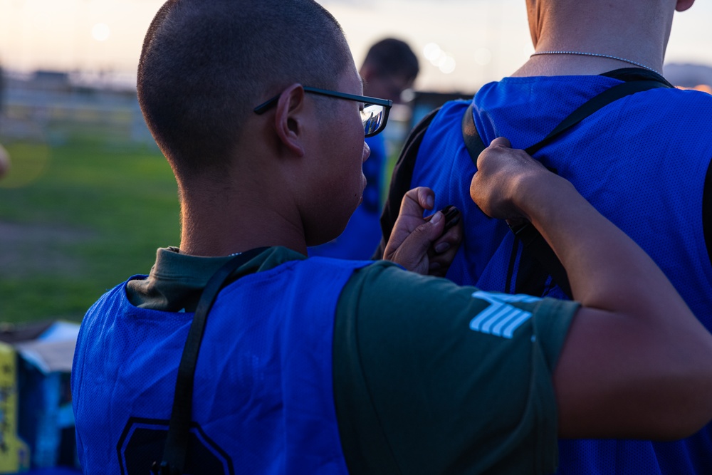 Marines take part in a laser tag event hosted by the Readiness and Deployment Support Program