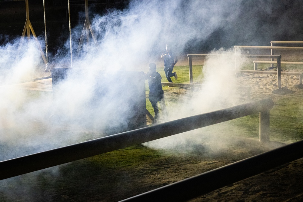 Marines take part in a laser tag event hosted by the Readiness and Deployment Support Program