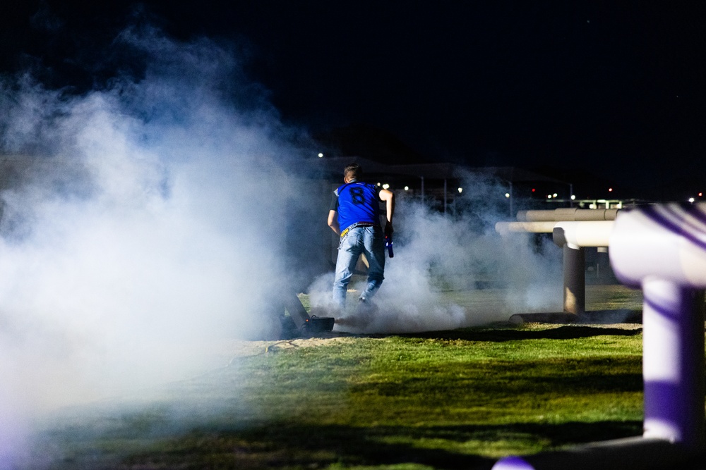 Marines take part in a laser tag event hosted by the Readiness and Deployment Support Program