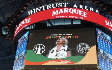 Army Reserve Officer receives honor during Chicago Sky WNBA Juneteenth game