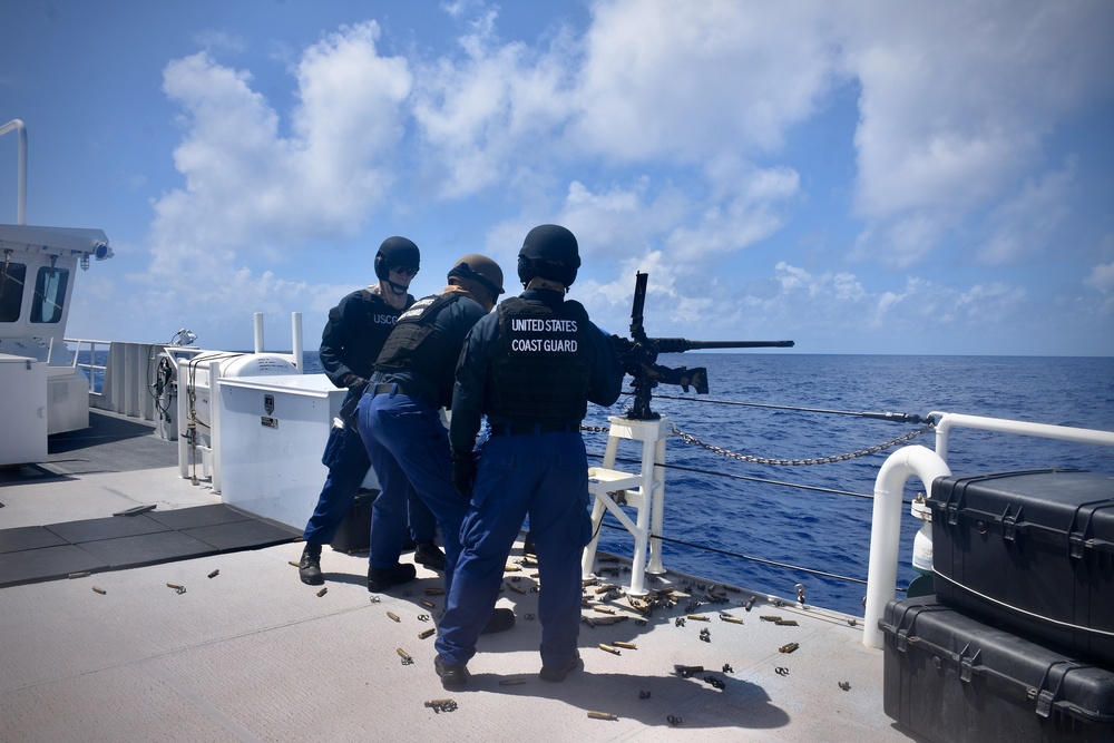 USCGC Oliver Henry (WPC 1140) crew conducts a routine gunnery exercise off Guam