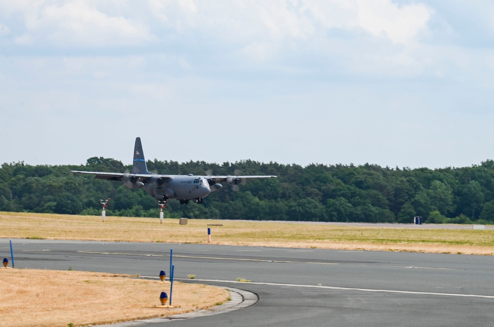 Delaware, Nevada and Missouri Air National Guard units land at Wunstorf Air Base, Germany after Air Defender 2023 training mission