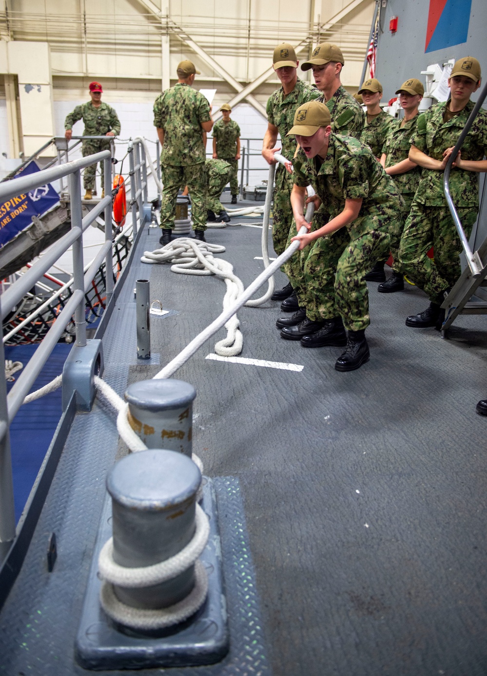 New Student Indoctrination (NSI) Cycle 1 Midshipman Candidates USS Marlinspike Line Handling