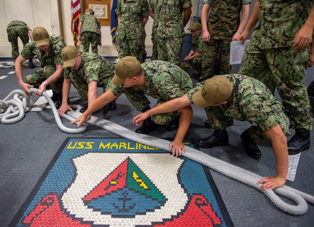 New Student Indoctrination (NSI) Cycle 1 Midshipman Candidates USS Marlinspike Line Handling