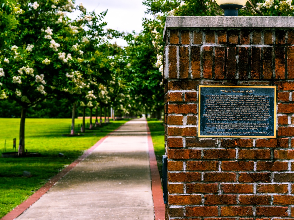 Warriors Walk Crape Myrtles in Bloom