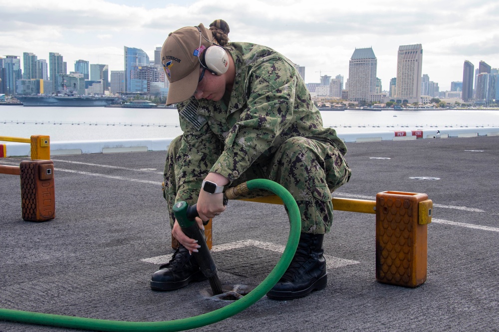 USS Carl Vinson (CVN 70) Sailors Work on the Flight Deck