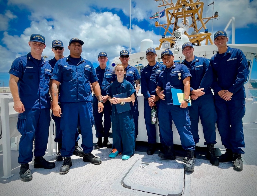 USCGC Myrtle Hazard crew recognizes Edward &quot;Kerc&quot; Kamalo