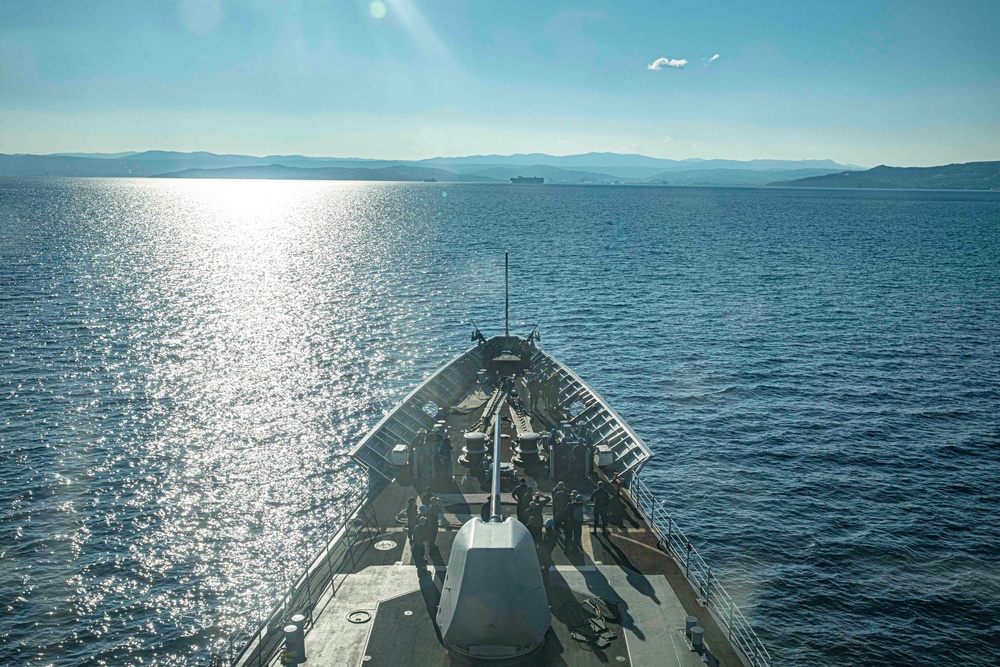 USS Normandy Conducts a Replenishment-at-Sea