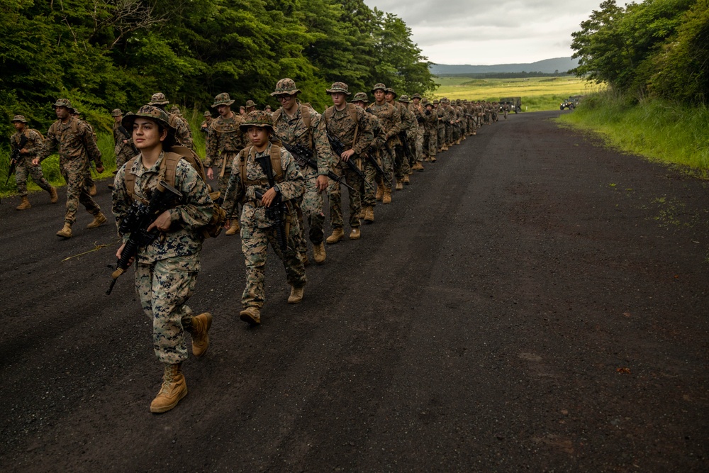 Marines with Combat Logistics Battalion 4 Conduct a Conditioning 9-Mile Hike